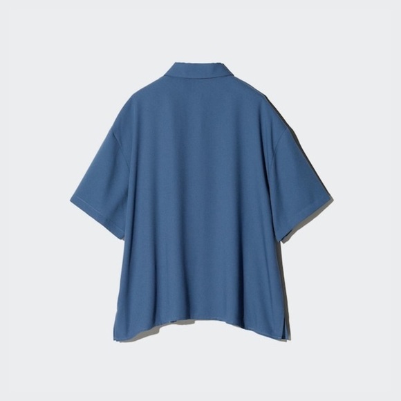 Uniqlo Women’s Rayon Blouse Short Sleeve Button Down Shirt 66 Blue Size XL - Picture 4 of 8
